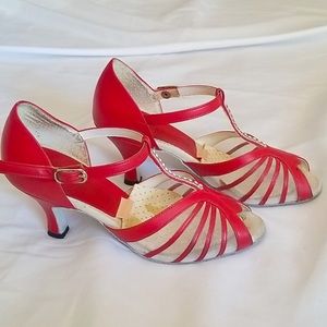 JohnMarch ArtDeco RitzyRed Star Mesh Tango Salsa Shoes
